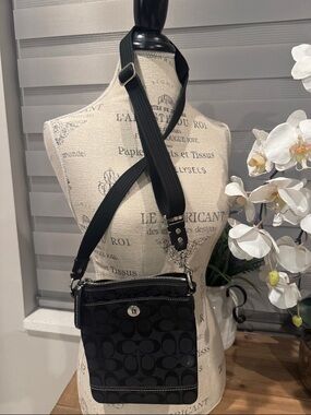 Coach Black Signature Crossbody Pouch with Adjustable Strap pre owned